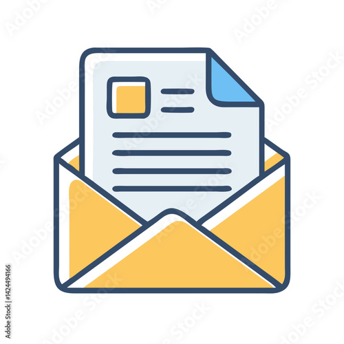 Email with Documents Icon Representing Content Sharing and Digital Communication