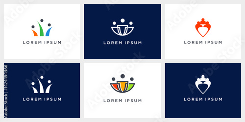 Set of people logo design template