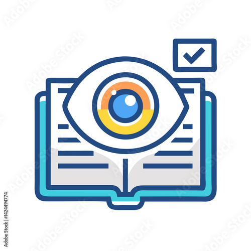 Eye Over Book Icon Representing Content Visibility and Readability Monitoring