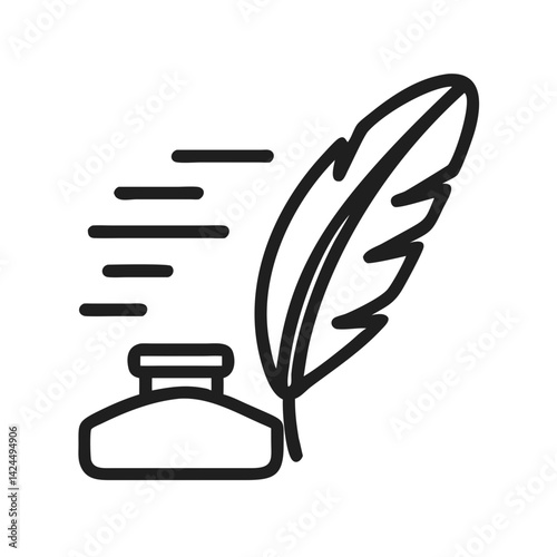 Feather Quill Icon Representing Traditional Writing and Classic Literature