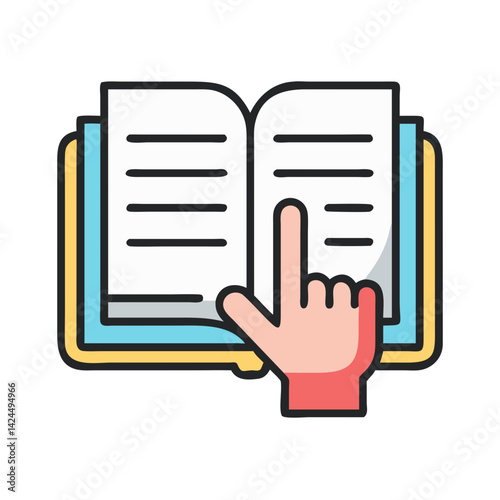 Finger on Book Icon Representing Guided Reading and Educational Support