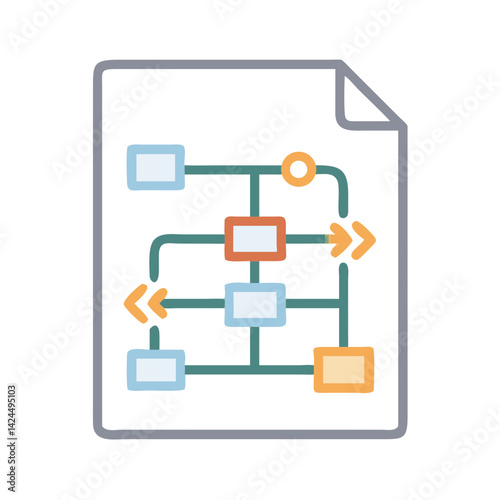 Flowchart Icon Representing Design Process Mapping and Workflow Planning