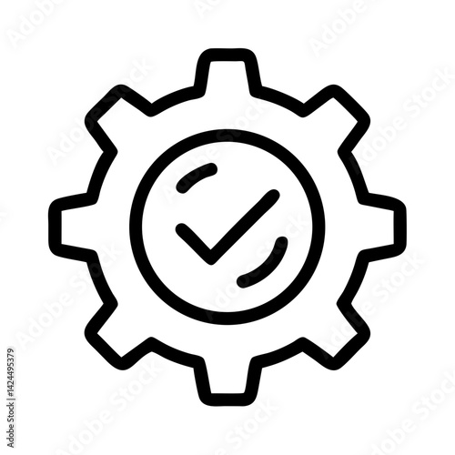 Gear with Checkmark Icon Representing Operational Efficiency and System Validation
