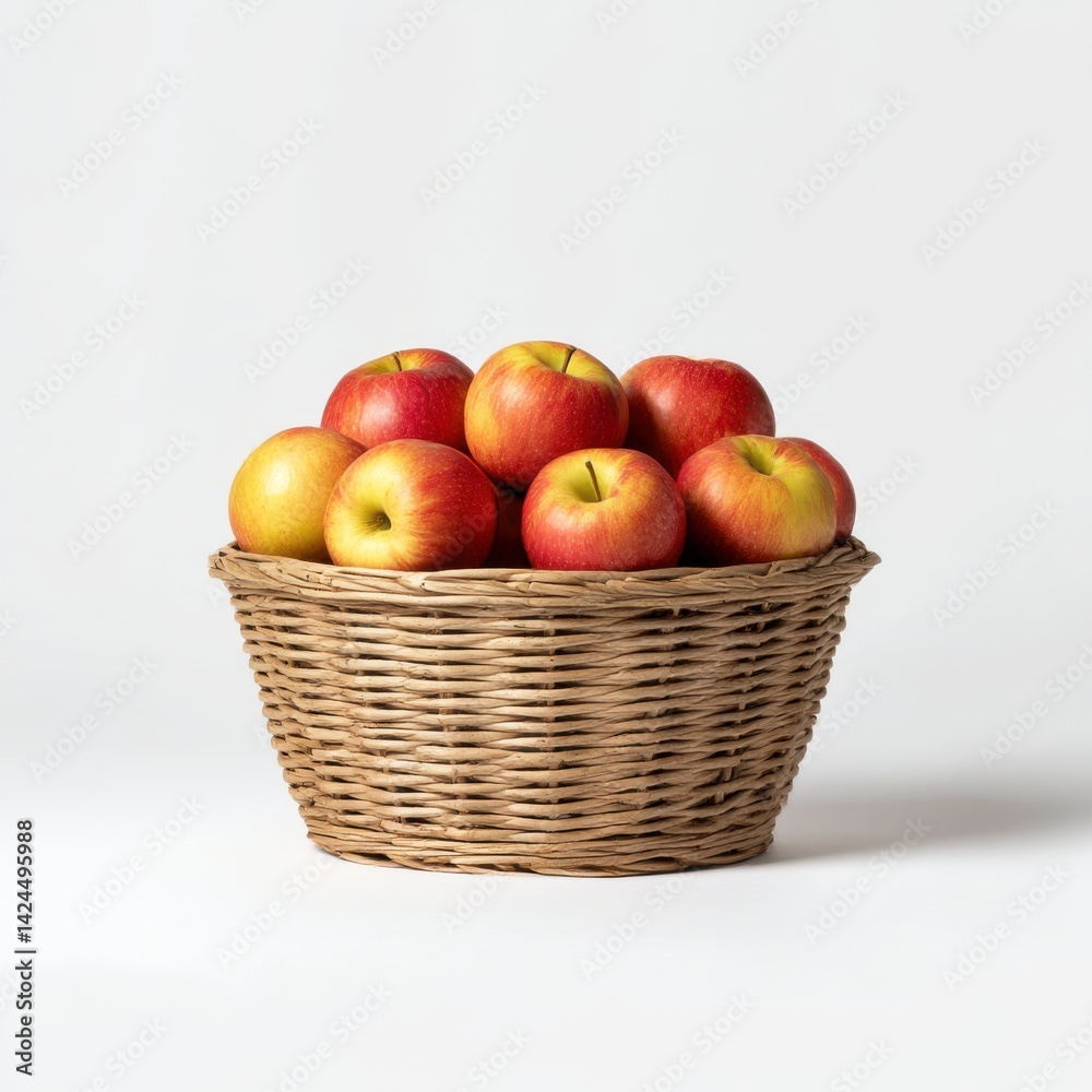 Basket full of apples, still life on white background Basket full of apples, still life on white background