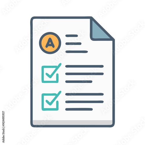 Graded Test Paper Icon Representing Language Assessment and Evaluation