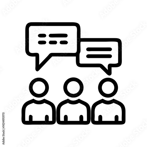 Group Conversation Icon Representing Language Learning and Multilingual Communication
