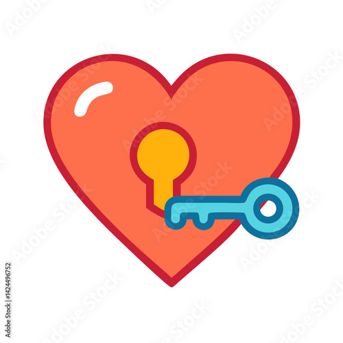 Heart with Key Icon Representing Trust and Emotional Connection