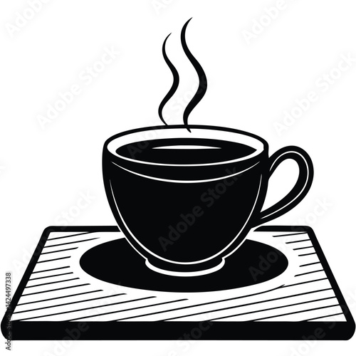 A Steaming Cup of Coffee Placed on a Wooden Table