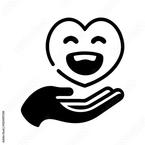 Laughing Face with Heart in Hand Icon Representing Joyful Love and Emotional Expression