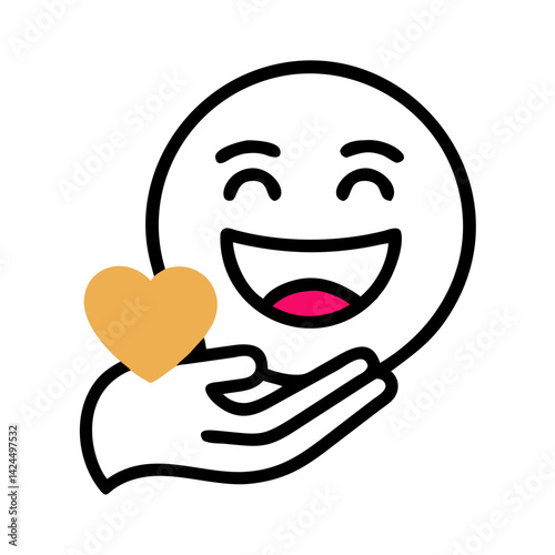 Laughing Face with Heart in Hand Icon Representing Joyful Love and Emotional Expression