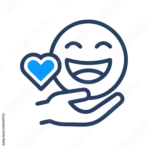 Laughing Face with Heart in Hand Icon Representing Joyful Love and Emotional Expression