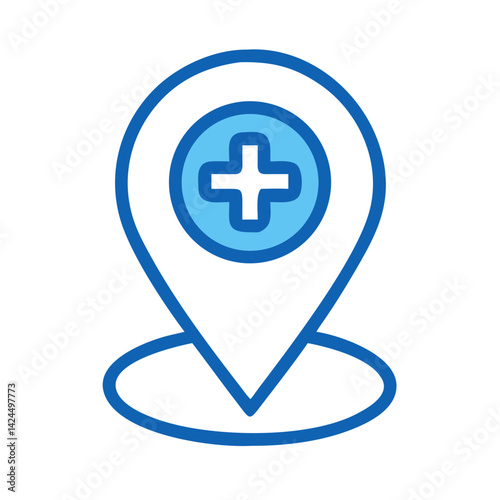 Location Pin with Plus Icon Representing Nearby Places and Points of Interest