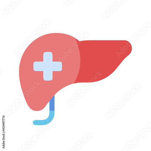 Liver with Plus Icon Representing Hepatic Health and Wellness
