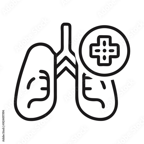 Lungs with Plus Icon Representing Pulmonary Health and Respiratory Wellness