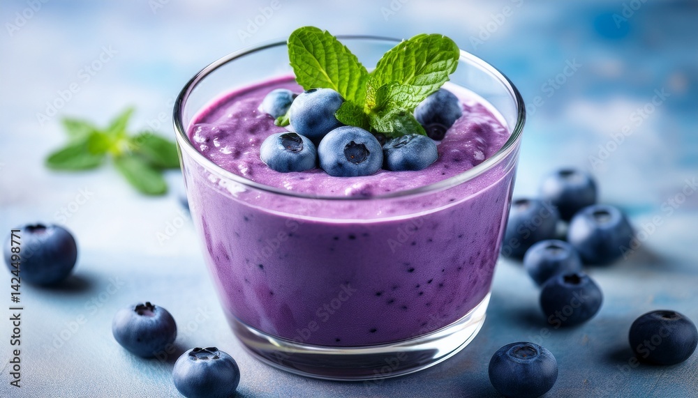 blueberry smoothie delight a refreshing and vibrant blueberry smoothie layered in shades of purple and blue topped with fresh berries and a sprig of mint blueberry smoothie delight a refreshing and vibrant blueberry smoothie layered in shades of purple and blue topped with fresh berries and a sprig of mint