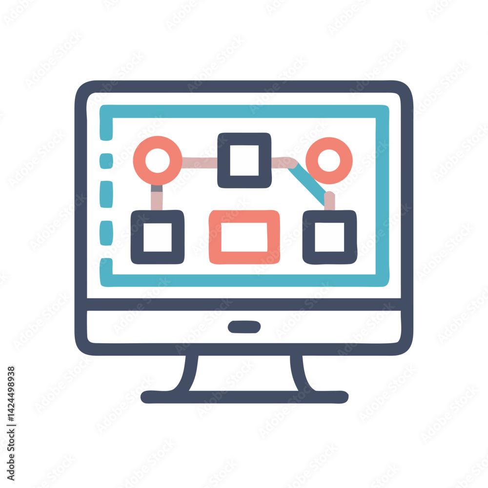 Monitor with Layout Icon Representing Design and Digital Content Creation Monitor with Layout Icon Representing Design and Digital Content Creation
