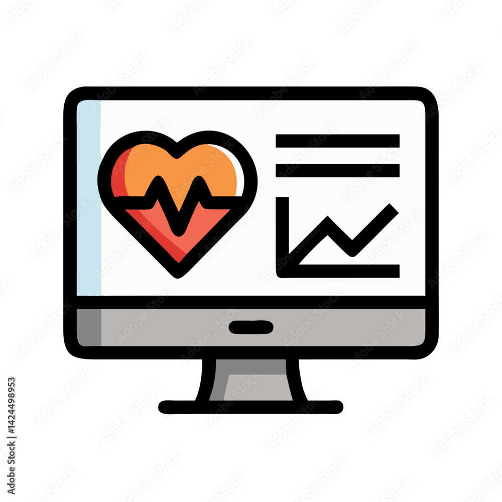 Monitor with Heart Icon Representing Digital Love and Online Connection Monitor with Heart Icon Representing Digital Love and Online Connection