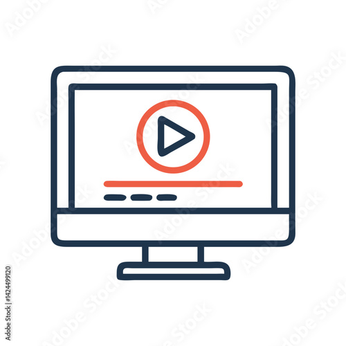 Monitor with Play Button Icon Representing Streaming Media and Video Playback