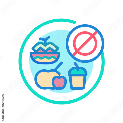 No Fast Food Icon Representing Healthy Eating and Dietary Restrictions