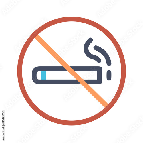 No Smoking Icon Representing Smoking Cessation Program and Health Protection