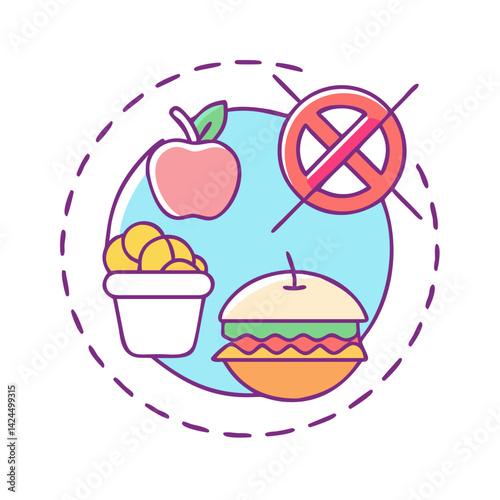 No Fast Food Icon Representing Healthy Eating and Dietary Restrictions
