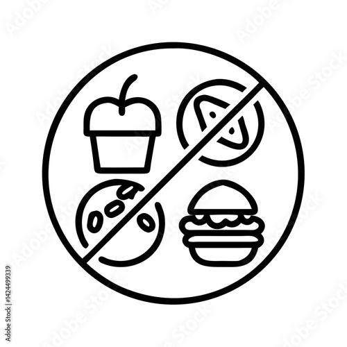 No Fast Food Icon Representing Healthy Eating and Dietary Restrictions