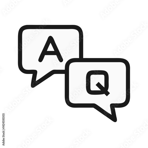 Question and Answer Bubbles Icon Representing Language Learning and Interactive Communication