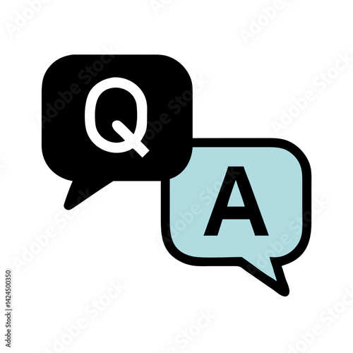 Question and Answer Bubbles Icon Representing Language Learning and Interactive Communication