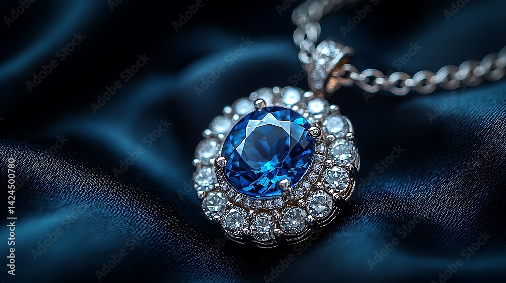 Fototapeta premium Sapphire diamond pendant premium craftsmanship high resolution picture