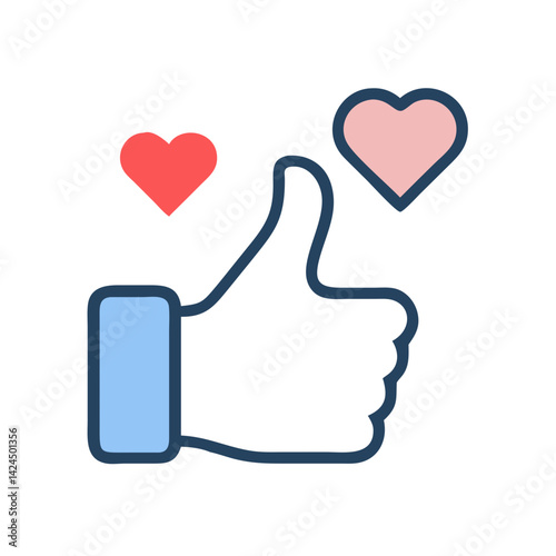 Thumbs Up with Heart Icon Representing Appreciation and Positive Feedback