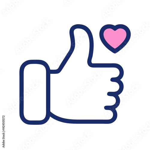 Thumbs Up with Heart Icon Representing Appreciation and Positive Feedback