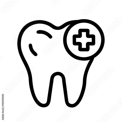 Tooth with Plus Icon Representing Dental Health and Oral Care Services