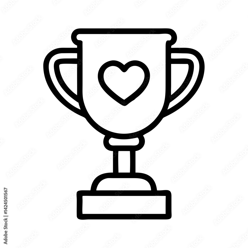 Trophy with Heart Icon Representing Value-Based Achievement and Recognition Trophy with Heart Icon Representing Value-Based Achievement and Recognition