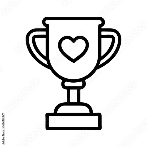 Trophy with Heart Icon Representing Value-Based Achievement and Recognition
