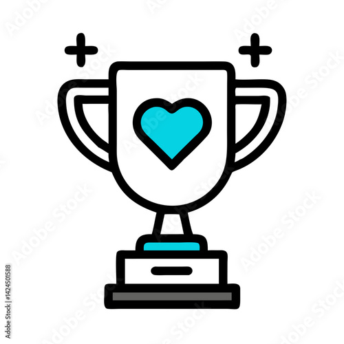 Trophy with Heart Icon Representing Value-Based Achievement and Recognition