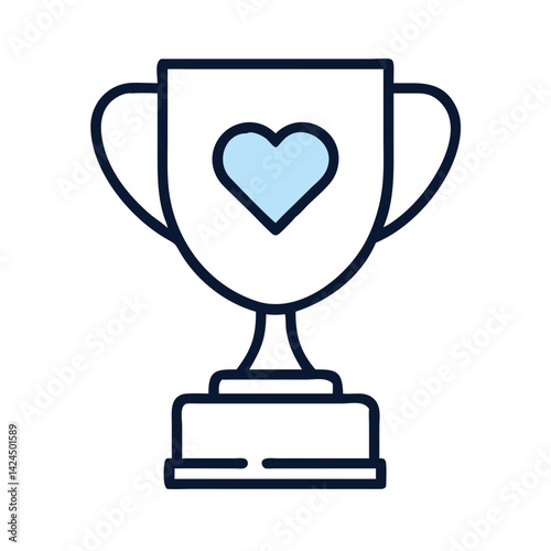 Trophy with Heart Icon Representing Value-Based Achievement and Recognition