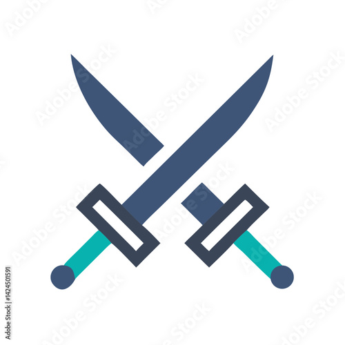 Twin Swords Icon Representing Conflict and Combat Duel Symbolism