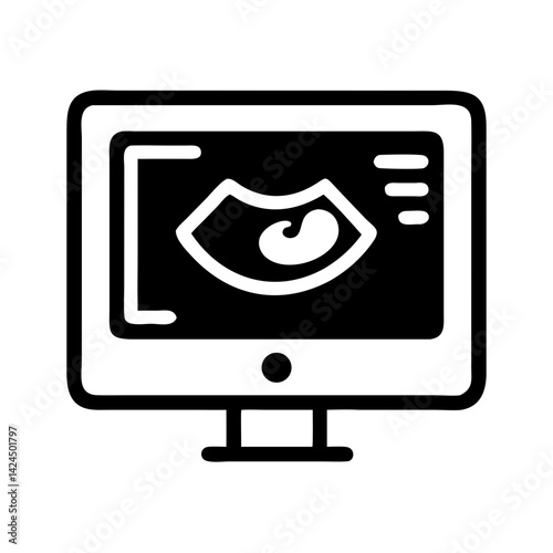 Ultrasound Monitor Icon Representing Sonography and Medical Imaging