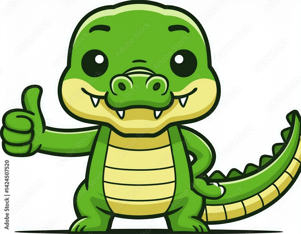 Fototapeta premium cute cartoon alligator giving thumbs up