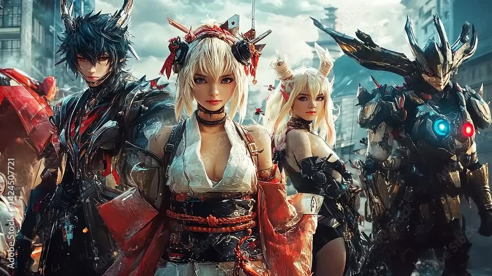Cyberpunk Anime Cosplay Group Photo