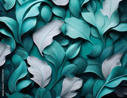 fondo floral con fondo siave en color verde azulado