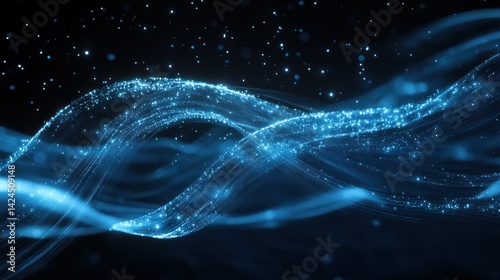 Abstract Blue Glowing Wave: A Digital Art Piece