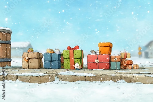 Snowy Village Gift Delivery
