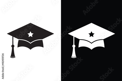 Graduation hat icon vector on White Background ,Vector Art Illustration on white background.