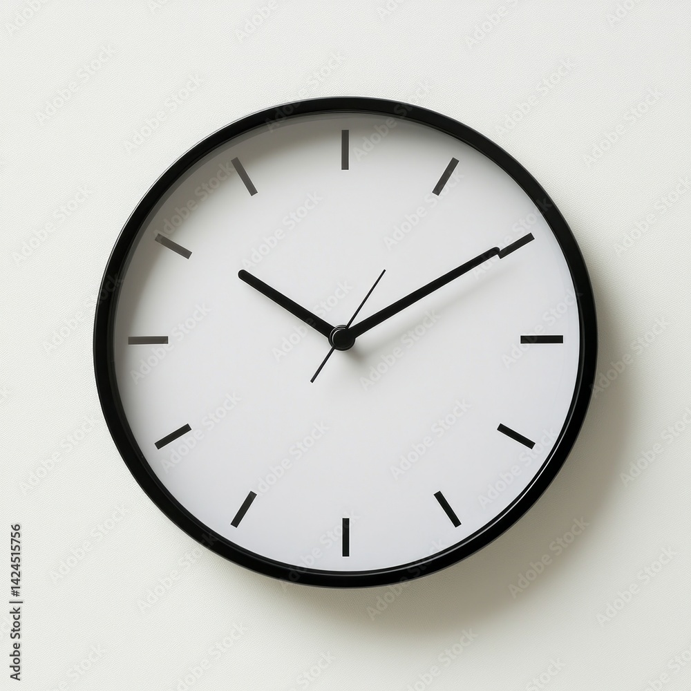 Minimalist Clock Design Without Numbers on White Background Minimalist Clock Design Without Numbers on White Background