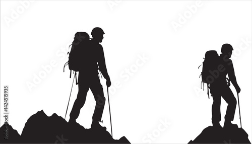 A Silhouette of a man hiking