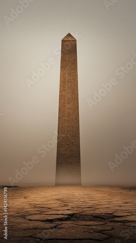 Wallpaper Mural Ancient Obelisk in a Misty Desert Landscape Torontodigital.ca