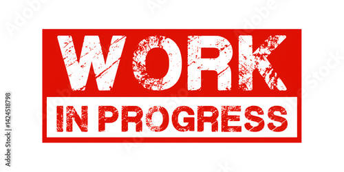 Fotografie Work in progress red stamp