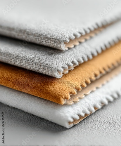 Colorful fabric swatches arranged neatly on a surface