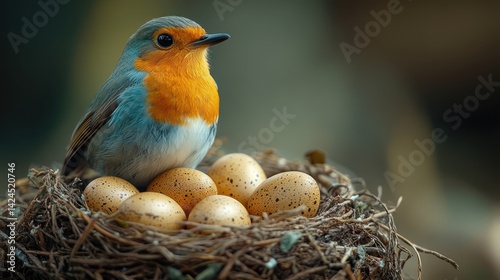 Robin nest with eggs